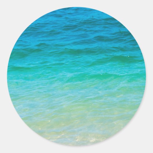 Custom Blauw Zee Waves Blank Sjabloon Elegant Ronde Sticker (Voorkant)