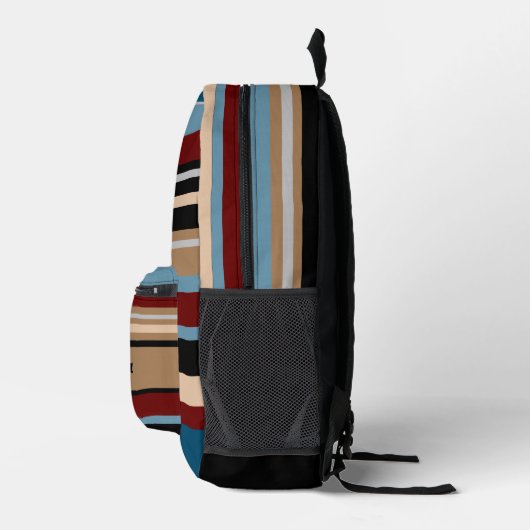 Custom Blauwgroen Blauw Tan Bruin Donkerrood Zwart Bedrukte Rugzak (Rechts)