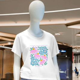 Custom bloem power schattig blauw roze tuin T-Shir T-shirt