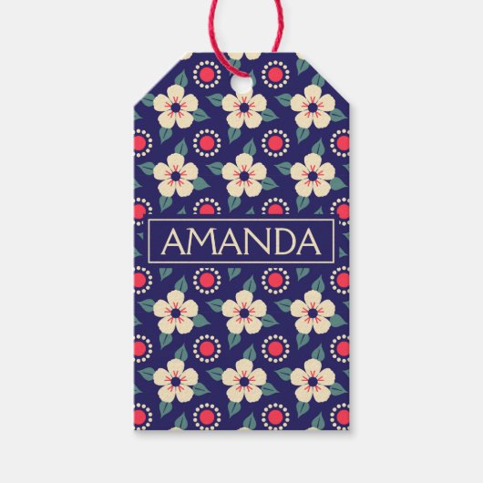 Custom  Bloemen Gift Label met Naam Cadeaulabel (Voorkant)