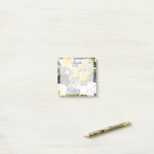 Custom Bloemen Pansy Patroon Stickie Post-it® Notes (Op bureau)