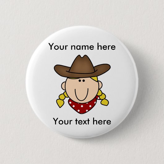 Custom Blond Cowgirl Ronde Button 5,7 Cm (Voorkant)