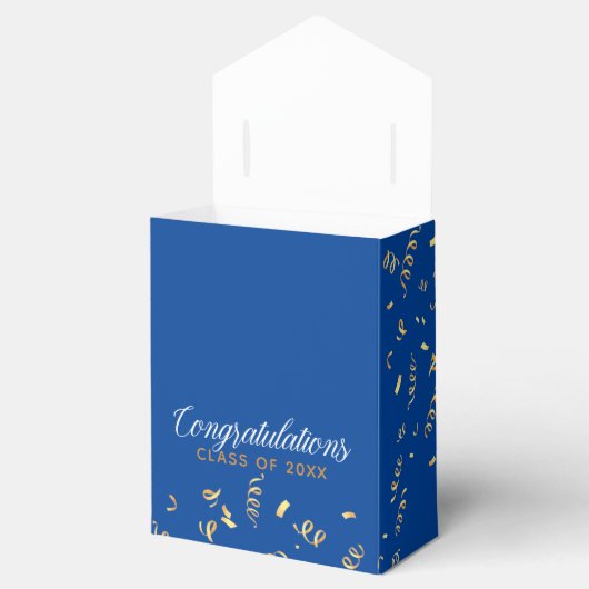 Custom Blue 2025 Afstuderen Gold Streamers Party Bedankdoosjes (Geopend)
