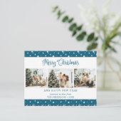 Custom Blue 3 Étoiles photo Cartes postales Noël (Debout devant)