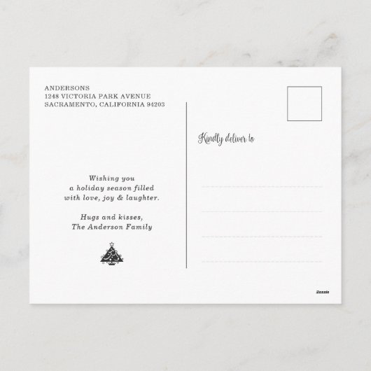 Custom Blue 3 Étoiles photo Cartes postales Noël (Dos)