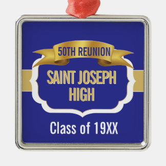 Custom Blue 50th Class Reunion  Metalen Ornament