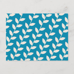 Custom Blue 70s Retro Leaf Patroon Feestdagenkaart