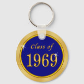 Custom Blue and Gold Class of 1969 Party Favors Sleutelhanger (Achterkant)