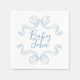 Custom Blue Baby Boy Bow Baby shower servetten