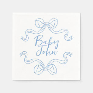 Custom Blue Baby Boy Bow Baby shower servetten