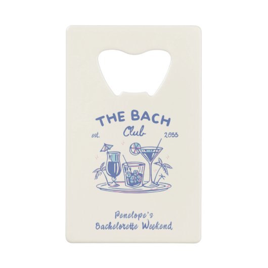 Custom Blue Bachelorette Party Favoriet Flesopener Kredietkaart Flessenopener (Voorkant)