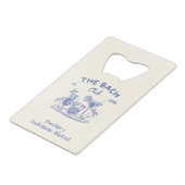 Custom Blue Bachelorette Party Favoriet Flesopener Kredietkaart Flessenopener (Voorkant Gekanteld)