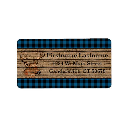 Custom Blue Black Country Check Tartan Pattern Etiket (Voorkant)