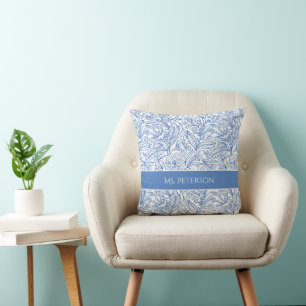 Custom Blue Botanical Floral Sierkussen