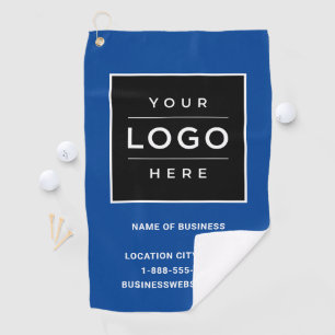 Custom Blue Business Logo Company Branded Golfhanddoek