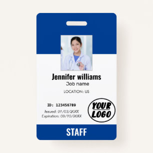 Custom Blue Business Logo Employee Photo ID Badge