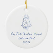 Custom Blue Doodle Cake Eerste Kerstmis Getrouwd Keramisch Ornament (Achterkant)