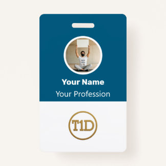 Custom Blue Employee Photo, Bar Code, Logo, Name B Badge