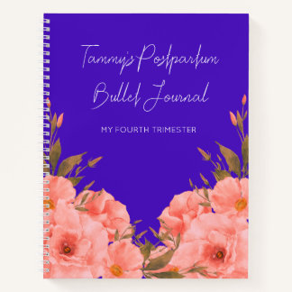 Custom Blue Floral Postpartum Journal For New Moms