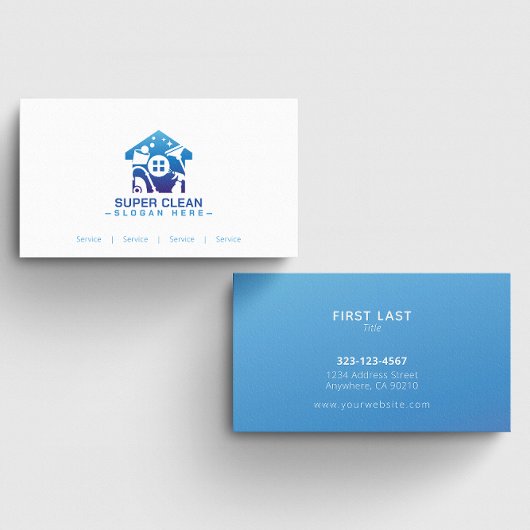 Custom Blue Home Cleaning Organizer Visitekaartjes