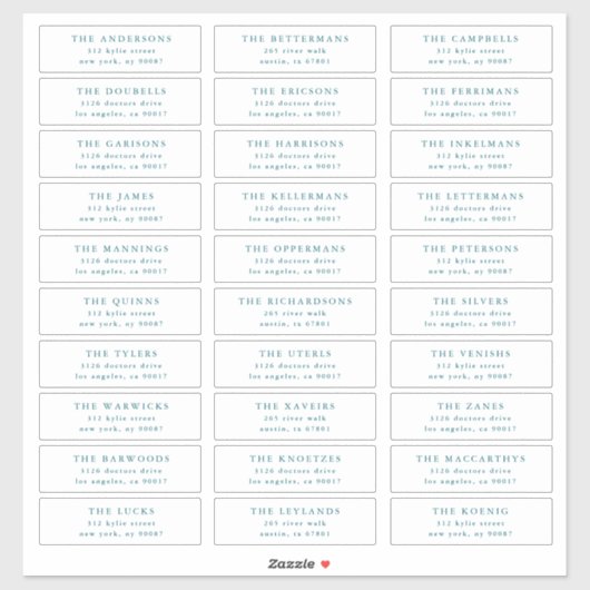 Custom Blue Individual Editable Address Stickers (Feuille)