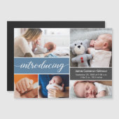 Custom Blue Introduction Baby Photo Collage Stylis (Voorkant / Achterkant)