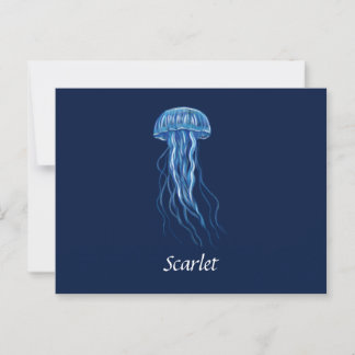 Custom Blue Jellyfish illustratie Briefkaart