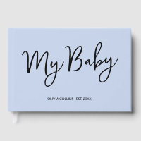 Custom Blue Keepsaké Script Baby Book for Mother