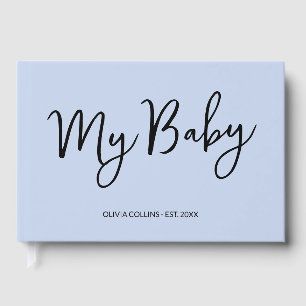 Custom Blue Keepsaké Script Baby Book for Mother