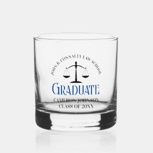 Custom Blue Law School Afstudeerfeest Whisky Glas