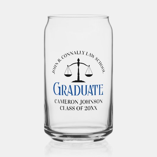 Custom Blue Law School Afstuderen Keepsake Blikvorm Glas (Voorkant)
