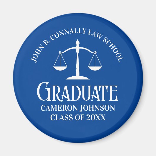 Custom Blue Law School Afstuderen Keepsake Magneet (Voorkant)