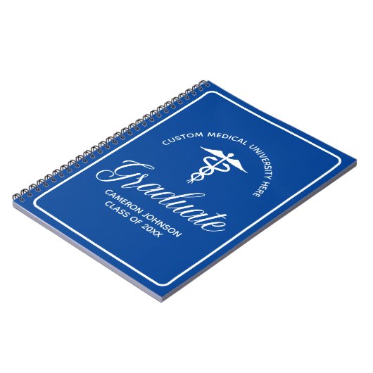 Custom Blue Medische School Afstuderen Keepsake Notitieboek (Linkerzijde)