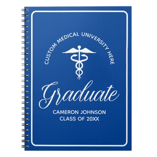 Custom Blue Medische School Afstuderen Keepsake Notitieboek (Voorkant)