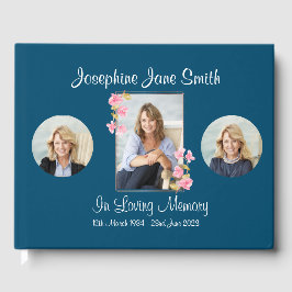 Custom Blue Memorial begrafenis foto gedenkteken Gastenboek