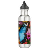 Custom Blue Morpho Butterfly Floral Botanical Waterfles (Rechts)