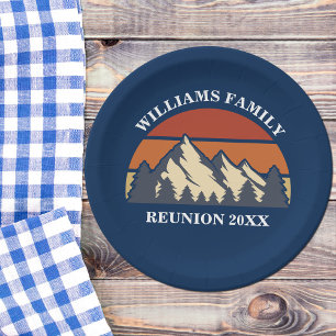 Custom Blue Mountain Sunset Familie Reünie Party Papieren Bordje