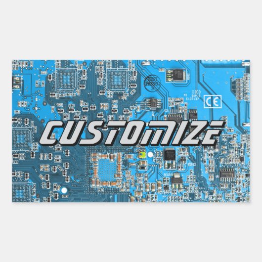 Custom Blue PCB Circuit Board for IT Pros 2 Rechthoekige Sticker (Voorkant)