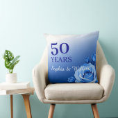 Custom Blue Roos Jubileum Gift Jaar & Namen Kussen (Stoel)