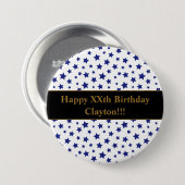 Custom Blue Stars met bericht Verjaardag Button (Voorkant /achterkant)