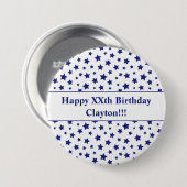 Custom Blue Stars met bericht Verjaardag Button (Voorkant /achterkant)