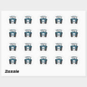 Custom Blue Tractor Country Barn Rustieke bruiloft Ronde Sticker (Vel)
