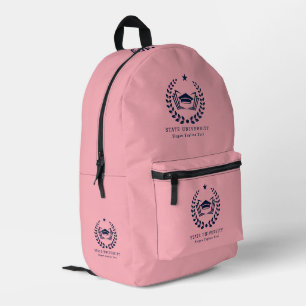Custom Blue University Logo roze achtergrond Bedrukte Rugzak