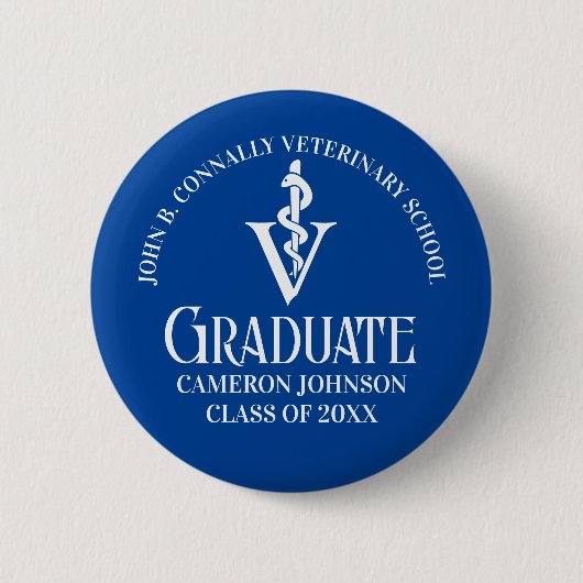 Custom Blue Veterinary School Afstudeerfeest Ronde Button 5,7 Cm (Voorkant)