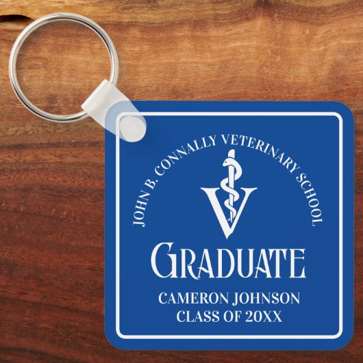 Custom Blue Veterinary School Afstuderen Sleutelhanger (Voorkant)