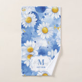 Custom Blue Watercolor Daisy Monogram Decor (Serviette à main)