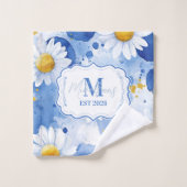 Custom Blue Watercolor Daisy Monogram Decor (Gant de toilette)