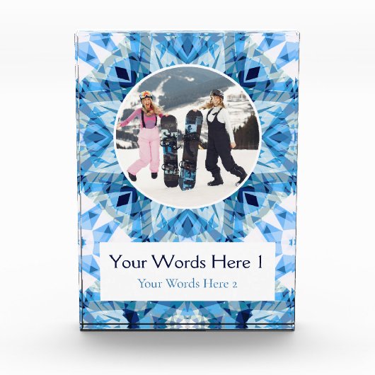 Custom Blue White Christmas Decor Gift Fotoblokken (Voorkant)