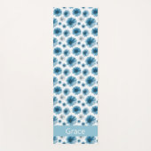 Custom Blue White Daisy Floral Pattern Yogamat (Voorkant)