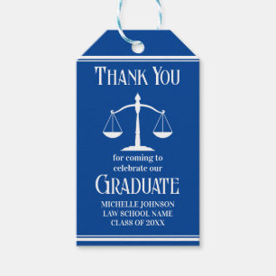 Custom Blue White Law School Afstudeerfeest Cadeaulabel